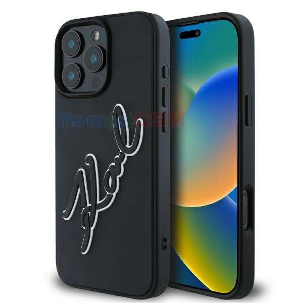husa iphone 16 pro max karl lagerfeld 3d designklhcp16x3drksdlk rubber signature