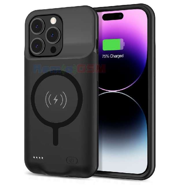husa iphone 15 pro cu acumulator 7000mah  magsafeblack