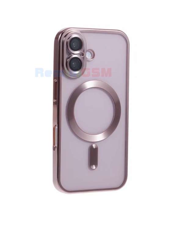 husa magsafe electroedge pink rose clear iphone 16 plus  a3290 a3082 a3289 a3291