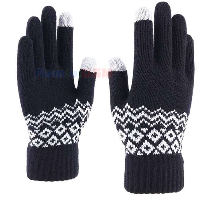 manusi telefon touchscreen knitting gloves st0003 black