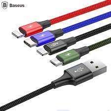 set cabluri date incarcare baseus fast 4-in-1 cable 2 x lightning + type-c + micro 35a 12m