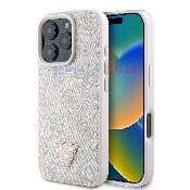 husa iphone 16 pro max guess leather 4g triangle strass pink guhcp16xp4tdpp