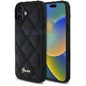 husa iphone 16 plus  guess quilted metal logo guhcp16mpsqsqsk black