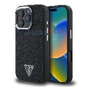 husa iphone 16 pro guess grained triangle magsafe guhmp16lpgtspsk black