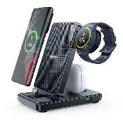 incarcator wireless charging station 4in1 joyroom jr-wqs01 foldable telefon casti ceas type-c version  black