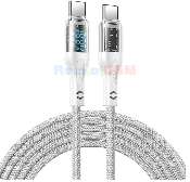 hoco u115 type c to type c pd 100w transparent data cable with display gray