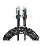 hoco u115 lightning to type c pd 20w transparent data cable with display black