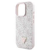 husa iphone 16 pro max guess leather 4g triangle strass pink guhcp16xp4tdpp