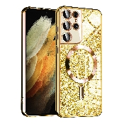 husa luxury glitter magsafe samsung galaxy s21 ultra 5g gold