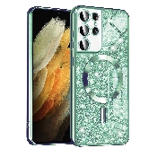 husa luxury glitter magsafe samsung galaxy s21 ultra 5g light green