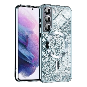 husa luxury glitter magsafe samsung galaxy s22 5g light blue sm-s901b