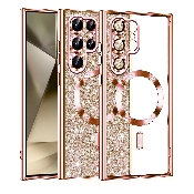 husa luxury glitter magsafe samsung galaxy s22 ultra 5g rose gold sm-g998b